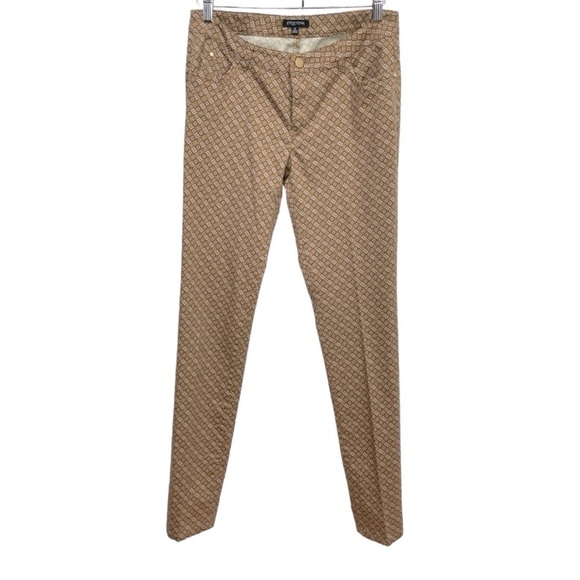 Etcetera Brown Geometric Print Slim Ankle Pants Size 6 Stretch Cotton Blend - Picture 2 of 13
